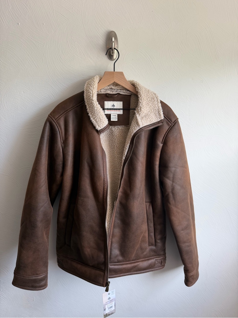 RAINFOREST Brown Bomber Jacket with Cream Sherpa Lining